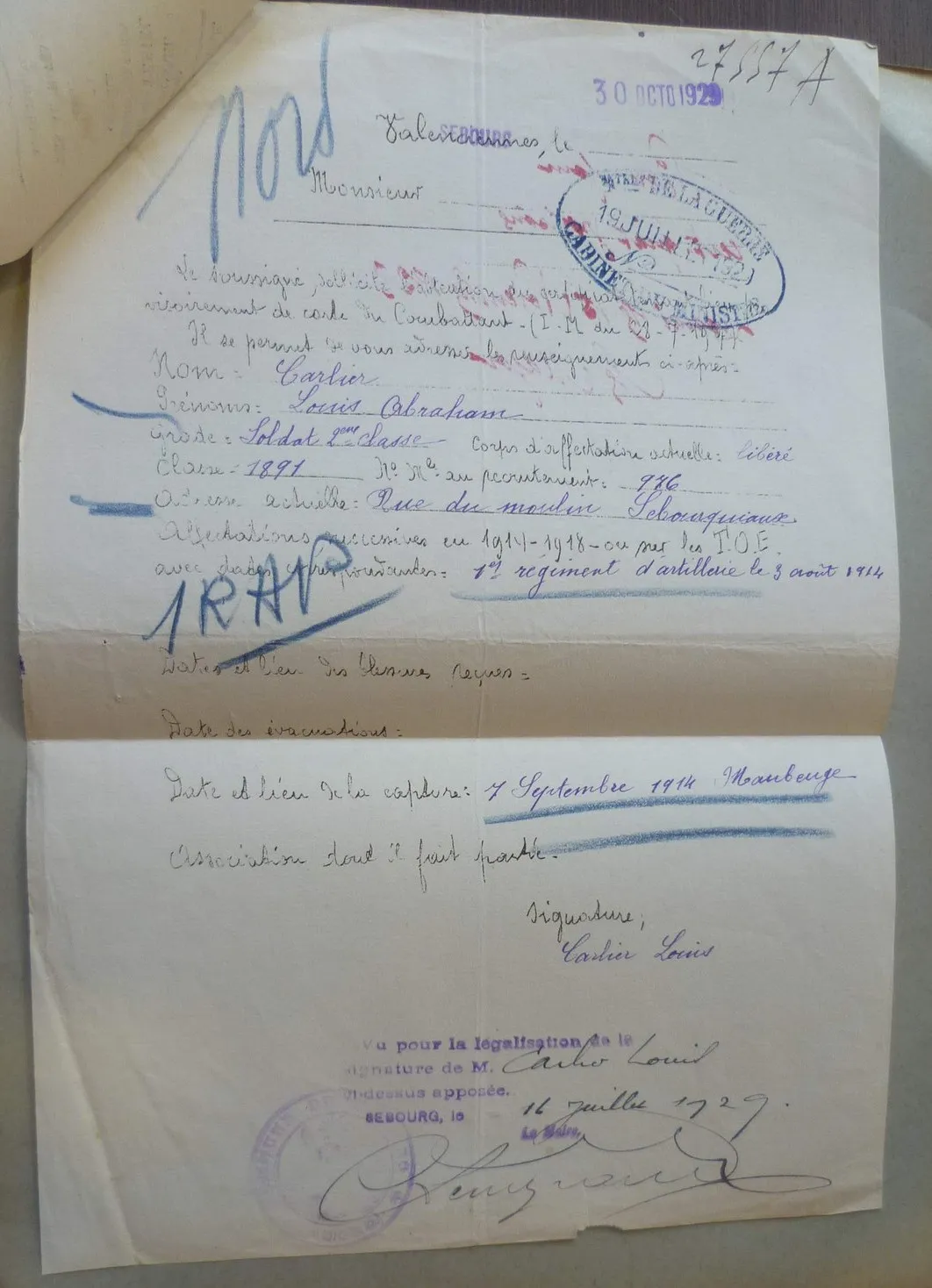vignette du dossier d'ancien combattant de CARLIER_Louis_Abraham