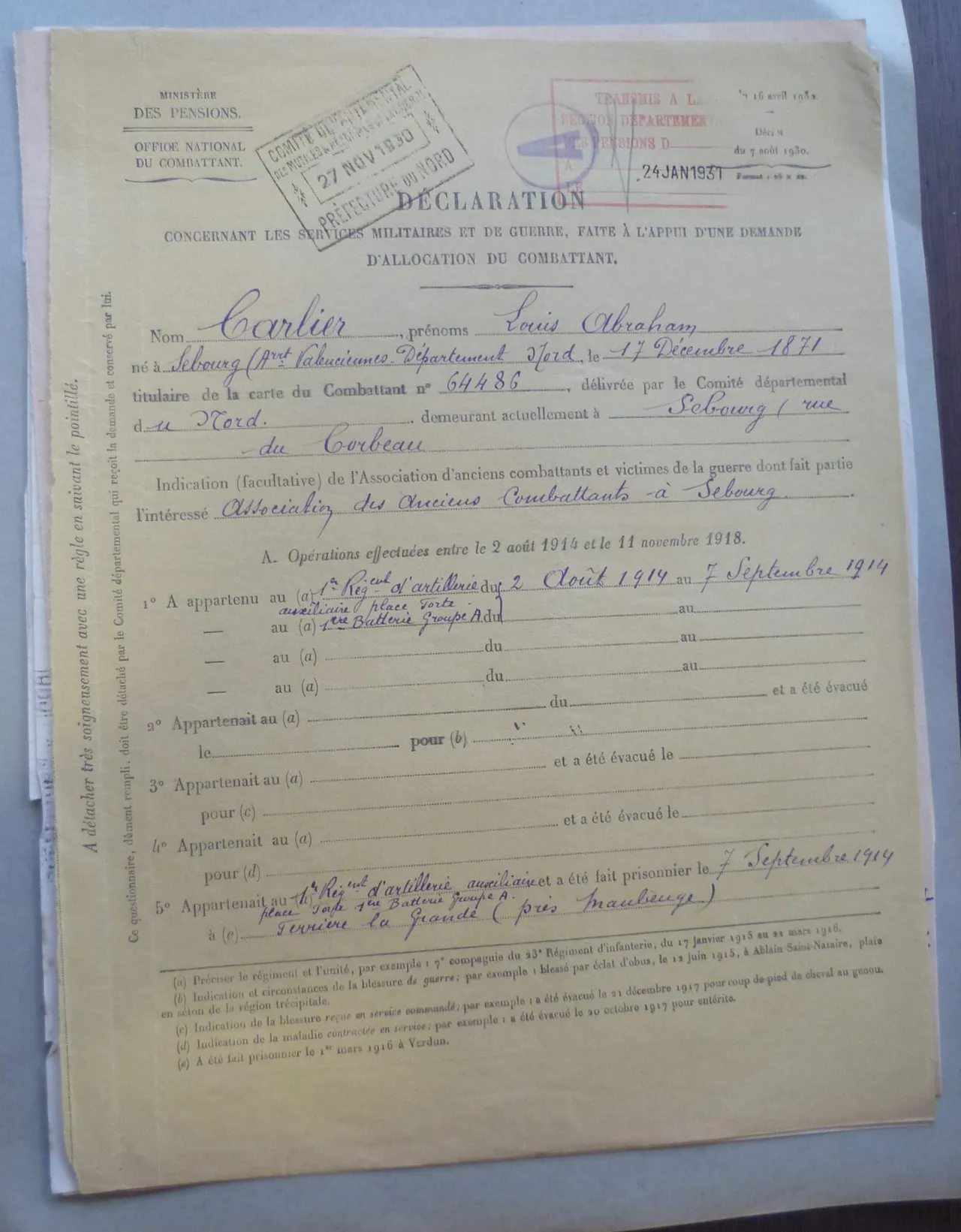 vignette du dossier d'ancien combattant de CARLIER_Louis_Abraham