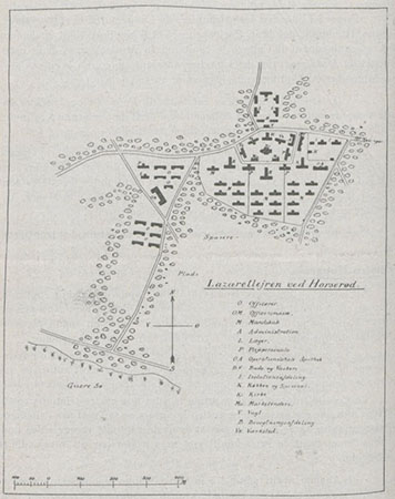Plan du camp d'internement de Horserød pendant la Grande Guerre
