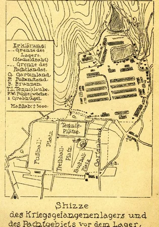 Plan du camp japonais de prisonniers de Bandō pendant la Première Guerre Mondiale