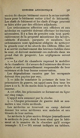 Extrait du réglement du camp de prisonniers de Krefeld