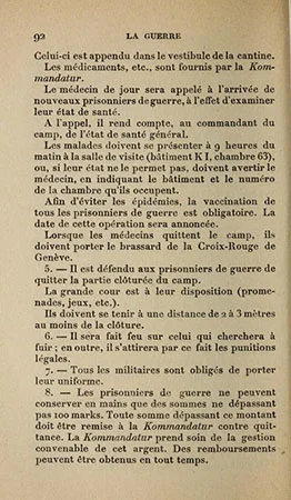Extrait du réglement du camp de prisonniers de Krefeld