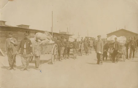 Des prisonniers du camps de Friedrichsfeld pendant la Premi&egrave;re Guerre Mondiale