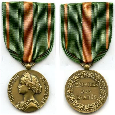 l'avers et le revers de la m&eacute;daille des &eacute;vad&eacute;s cr&eacute;&eacute;e en 1925