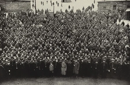 des prisonniers dans le camp de Guben pendant la Grande Guerre