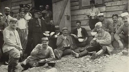 Le repas au camp de prisonniers de Hammelburg pendant la Premi&egrave;re Guerre Mondiale