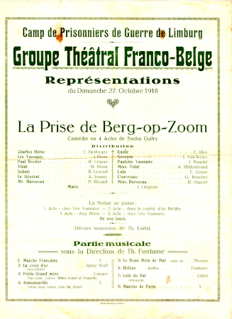 affiche pour une représentation théâtrale au camp de Limburg en 1918