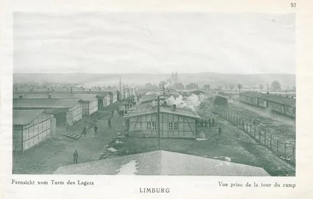Vue du camp de Limburg prise depuis la tour pendant Premi&egrave;re Guerre Mondiale