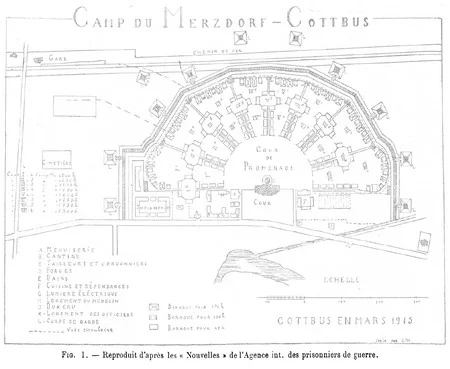 Plan du camp de prisonniers de Merzdorf pendant la Premi&egrave;re Guerre Mondiale