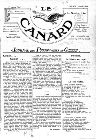 Le premier exemplaire du canard, journal des prisonniers du camp de Nuremberg