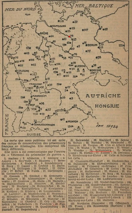 Mauvaise localisation du camp de prisonniers de Wittenberg sur un document d'&eacute;poque