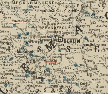 localisation du camp de Wittenberg sur une carte de la Croix-ROuge