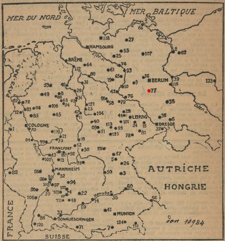 carte de l'Allemagne pour localiser le camp de prisonnier de Zossen-Wünsdorf