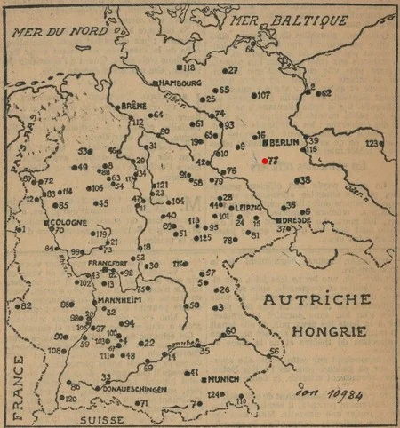 carte de l'Allemagne pour localiser le camp de prisonnier de Zossen-W&uuml;nsdorf
