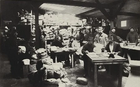 la poste au colis du camp de Friedrichsfeld pendant la Premi&egrave;re Guerre Mondiale