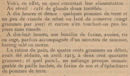 la nourriture dans le camp de Friedrichsfeld pendant la Grande Guerre
