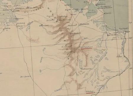 Carte du sud de la Tunisie, pr&egrave;s de la fronti&egrave;re avec la Lybie