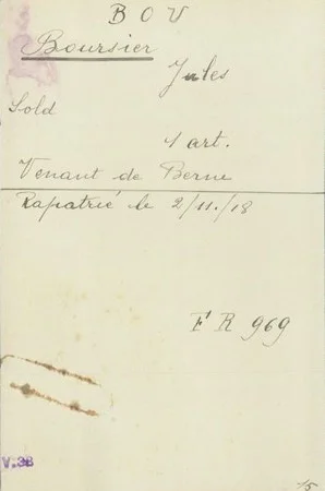 Fiche de Jules Henri BOURSIER num&eacute;ris&eacute;e par le CICR