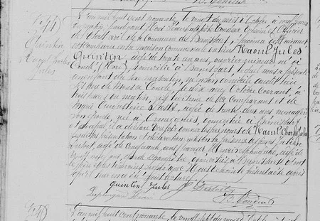 copie de l'acte de naissance de Raoul QUINTIN dat&eacute; de 1890