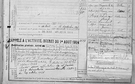fiche matricule de Alfred VANESSE disponible aux AD du Nord