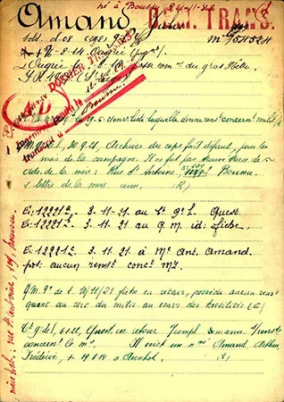 Fiche S&eacute;pultures et cimeti&egrave;res militaires de Jules AMAND trouv&eacute; sur le site du War Heritage Institute