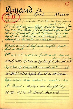 Fiche S&eacute;pultures et cimeti&egrave;res militaires de Jules AMAND trouv&eacute; sur le site du War Heritage Institute
