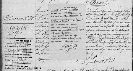 Extrait de l'acte de naissance d'Alfred Auverlot