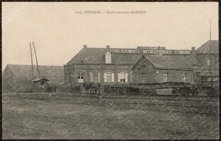Les établissement Barbier à Onnaing sur une carte postale ancienne