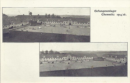 Le camp de prisonniers de guerre de Chemnitz sur une carte postale