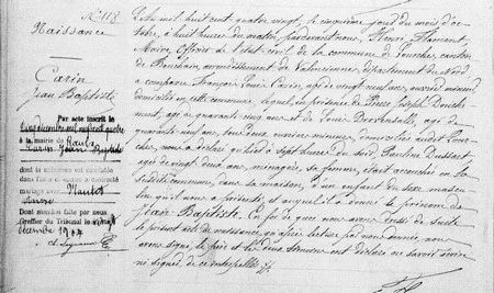 Acte de naissance de Jean Baptiste CARIN dat&eacute; du 4 octobre 1880