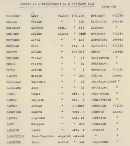 Convoi de l'internement du 8 novembre 1918