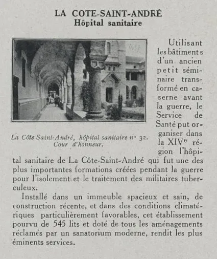 L'h&ocirc;pital de la c&ocirc;te de Saint-Andr&eacute; d'apr&egrave;s une revue parue &agrave; la fin de la Grande Guerre