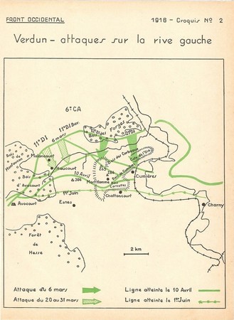  plan des attaques sur la rive gauche de Verdun en 1916)