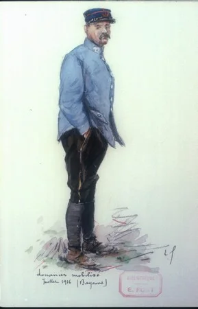 dessin d'un douanier mobilis&eacute; en 1916
