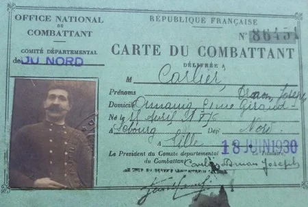 carte d'ancien combattant de Druon CARLIER