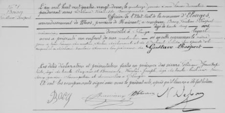 copie num&eacute;ris&eacute;e de l'acte de naissance de Gustave BACQ dat&eacute; de 1882