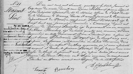 Acte de naissance num&eacute;ris&eacute; de L&eacute;on Mascart dat&eacute; de 1874