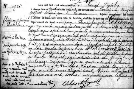 Acte de naissance de Florimond LETIENNE