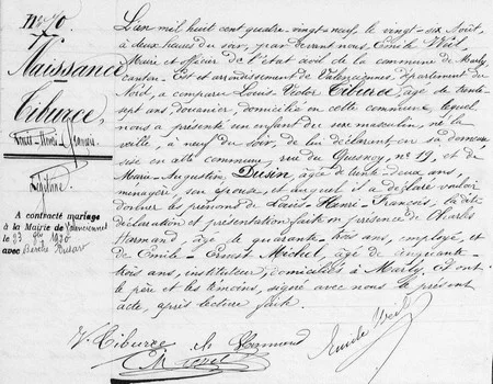 Acte de Naissance de Louis TIBURCE dat&eacute; de 1889 et num&eacute;ris&eacute; par les archives d&eacute;partementales du Nord