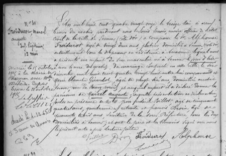 Acte de naissance de Marcel Auguste FROIDUROT