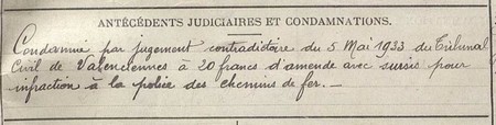 Extrait de la fiche matricule d'Etienne MONTFORT disponible aux Archives départementales du Nord