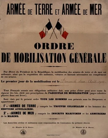 Affiche du d&eacute;cret de mobilisation g&eacute;n&eacute;rale du 1er ao&ucirc;t 1914