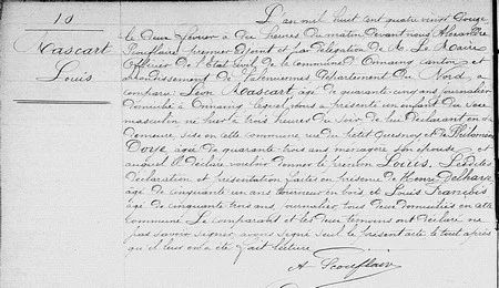 Acte de naissance de Louis Mascart issu des Archives D&eacute;partementales