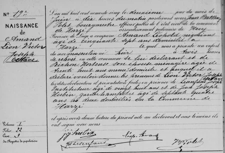 Acte de naissance d'Octave AMAND dat&eacute; de 1895