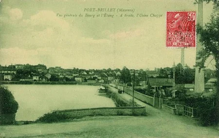 Vue g&eacute;n&eacute;ral et l'usine Chapp&eacute;e &agrave; Port-Brillet sur une carte postale de 1931
