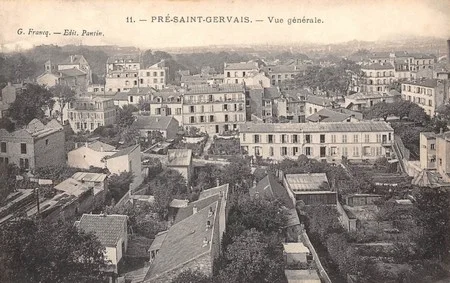 Vue g&eacute;n&eacute;rale de Pr&eacute;-Saint-Gervais sur une carte postale ancienne