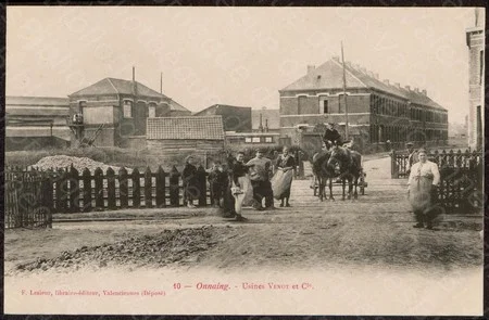Les usines Venot &agrave; Onnaing sur une carte postale ancienne