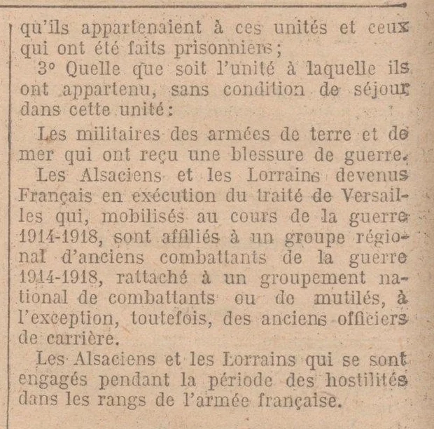 Article n&deg;2 du d&eacute;cret concerant les conditions d'attribution de la carte d'ancien combattant.