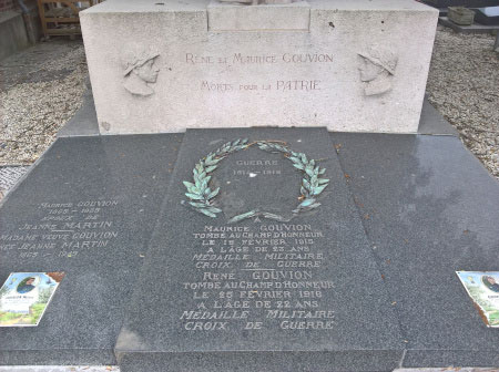 Tombe de René et Maurice GOUVION, deux poilus morts pour la France pendant la Grande Guerre