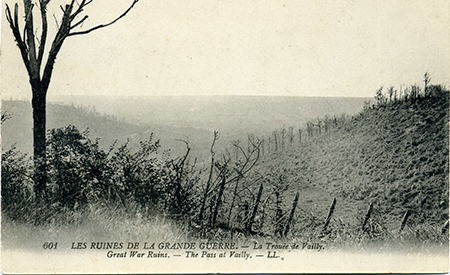 carte postale ancienne de la trouée de Vailly, dans l'Aisne, pendant la Grande Guerre